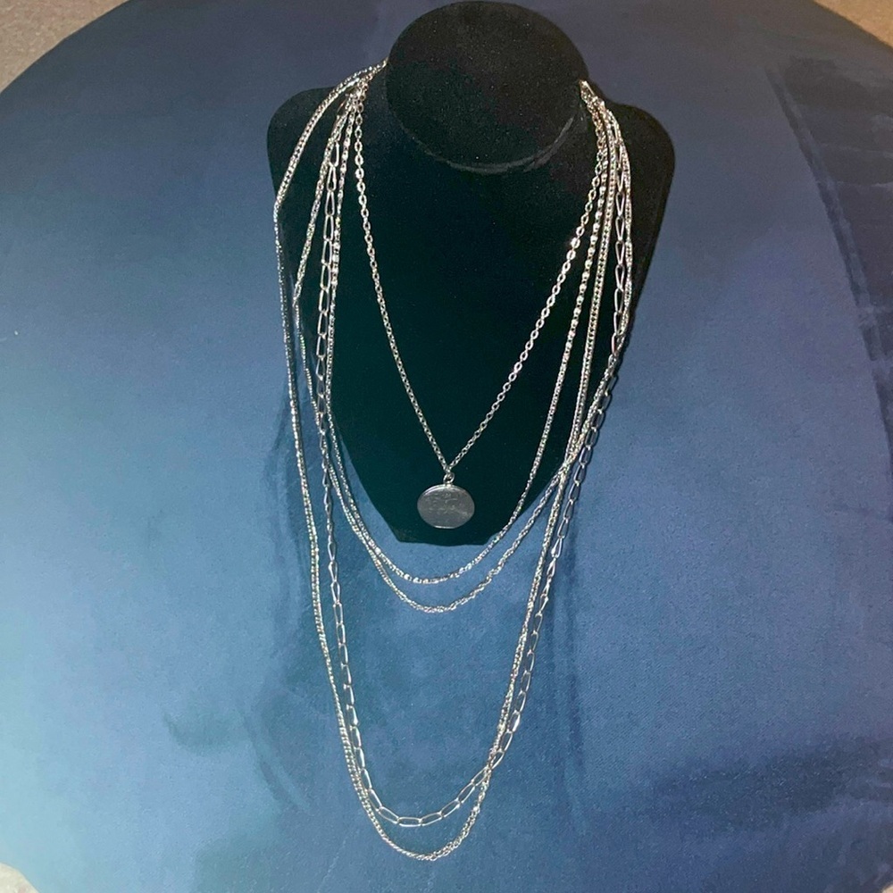 Vintage Silver Multi-Layered Cascading Locket Necklace